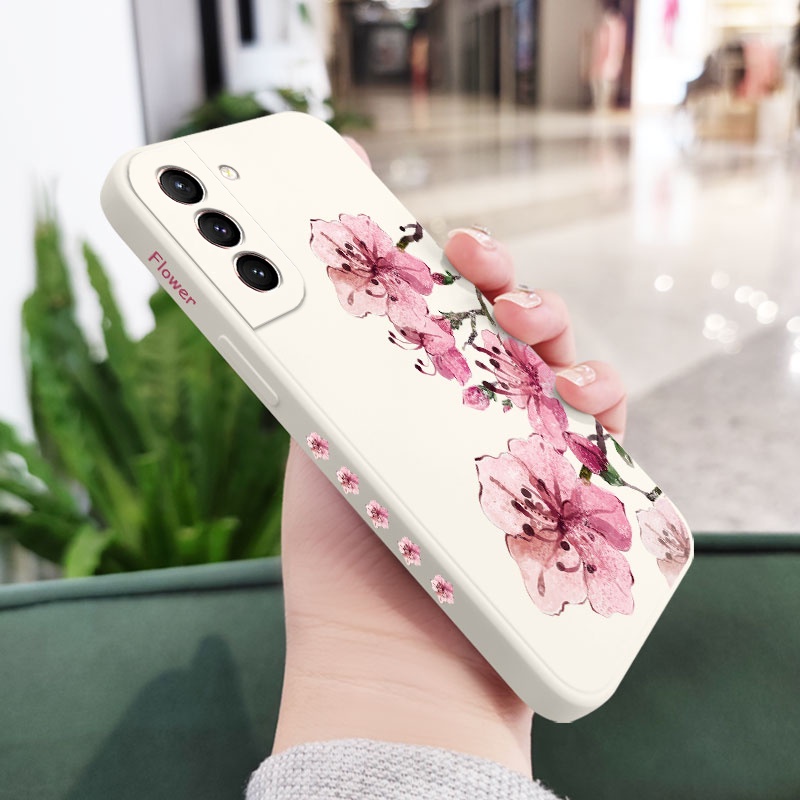 Ốp Điện Thoại Tpu In Hình Hoa Đào Mực Cho Samsung Galaxy S21 S20 FE Ultra Plus