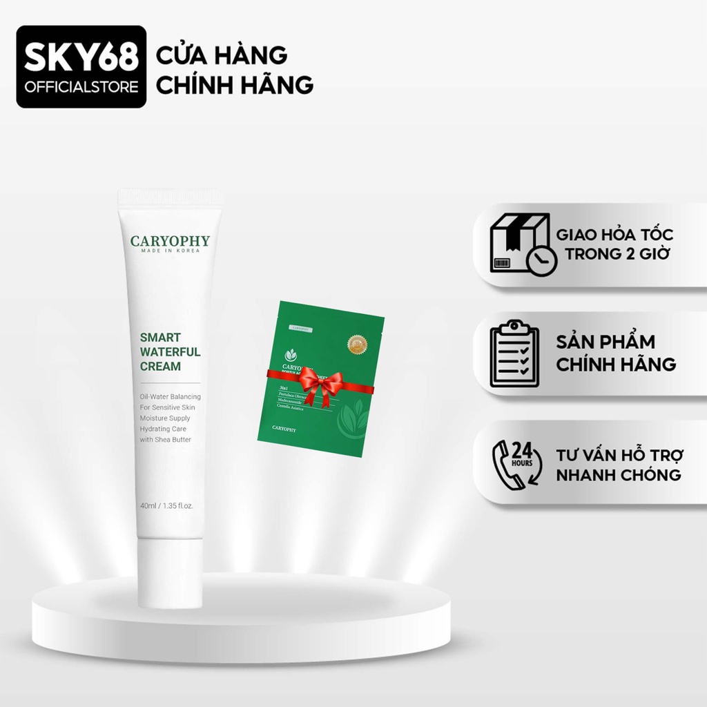 Kem dưỡng cấp nước và phục hồi da mụn Caryophy Smart Waterful Cream 40ml