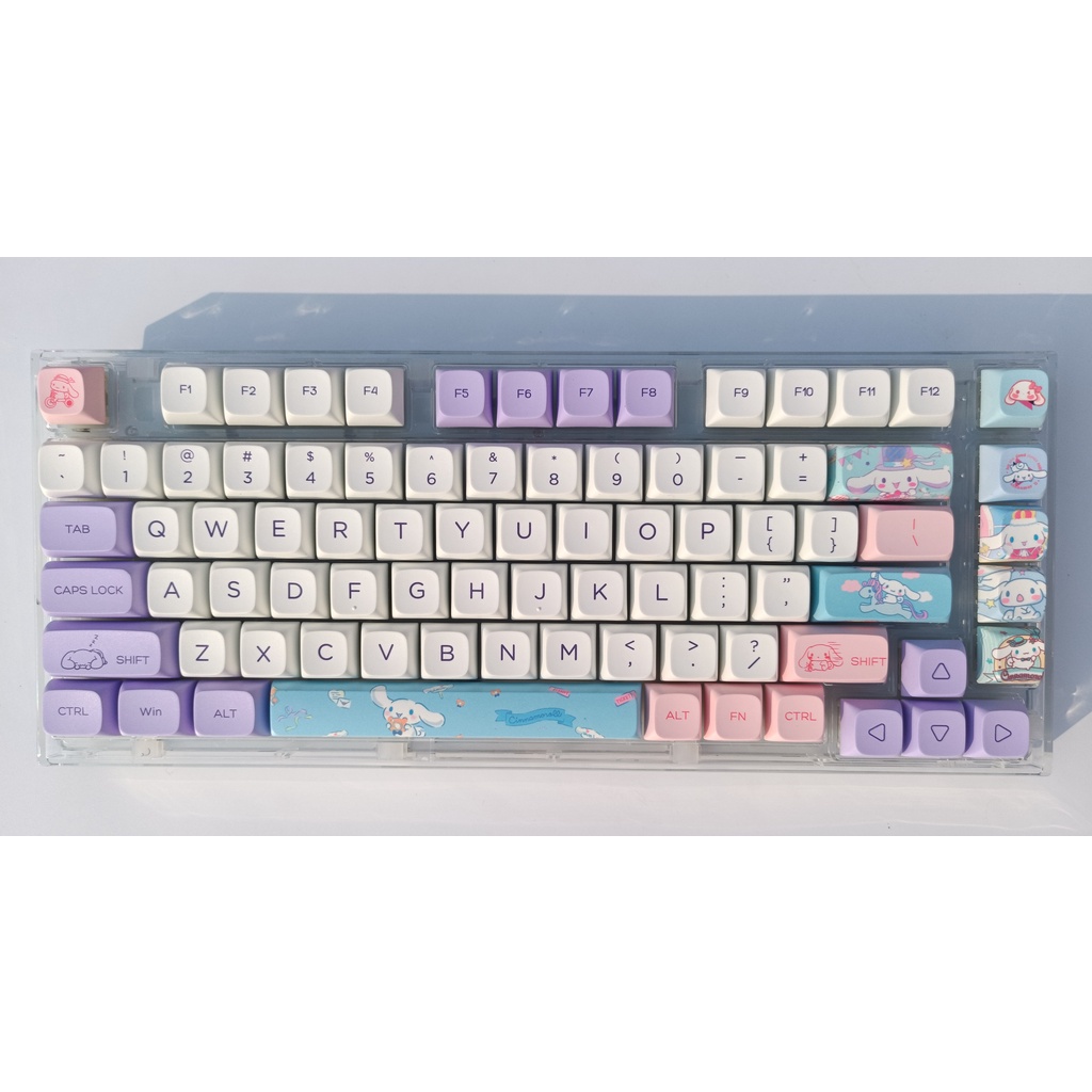 Nắp Đậy Phím XDA PBT 75% 65% 135% In Hình Chú Chó Màu Tím Oải Hương Dễ Thương