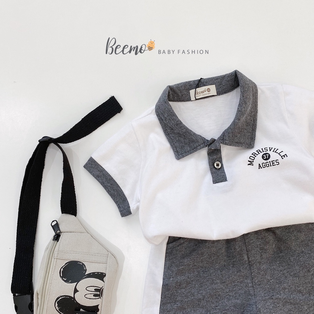 Bộ quần áo cộc tay polo cho bé BEEMO, chất liệu cotton, thiết kế phong cách B262