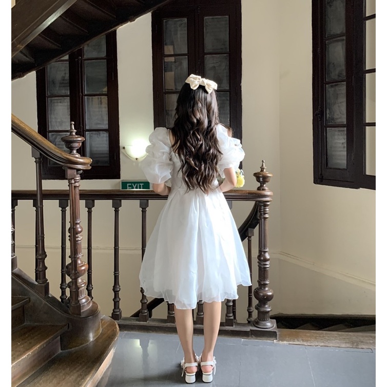 Đầm trắng dáng bồng *Sam Dress* tag hoa mặc kỷ yếu, đám cưới, Tết