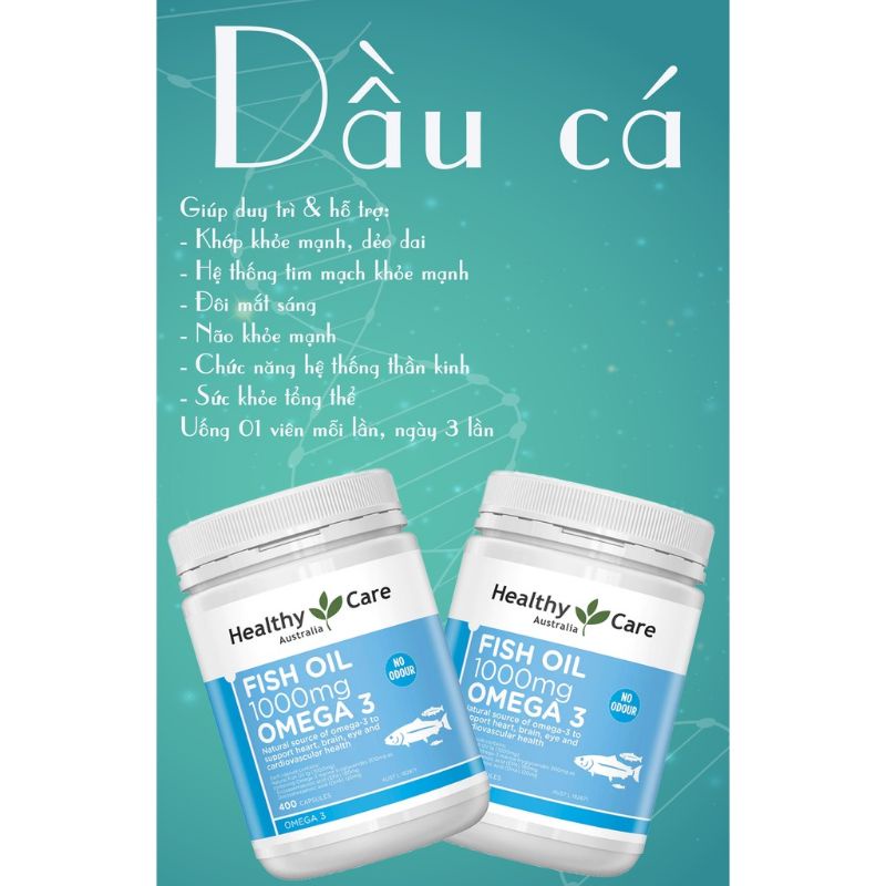 DẦU CÁ OMEGA 3 HEALTHY CARE FISH OIL 1000MG 400viên
