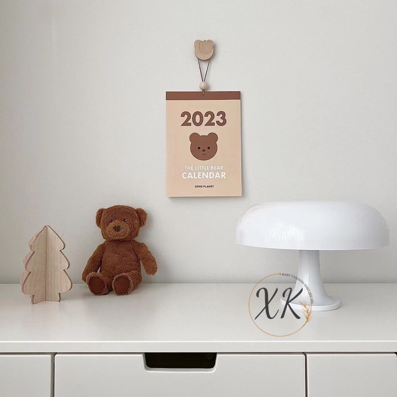 Lịch Treo Tường 2023 in Hình Gấu Dễ Thương Hàn Quốc Cho Bé Giấy Cao Cấp Cực Kì Đẹp Trang Trí Nhà