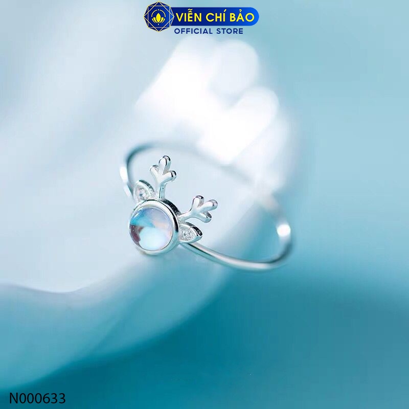 Nhẫn bạc nữ tuần lộc đá mặt trăng chất liệu bạc 925 thời trang phụ kiện trang sức Viễn Chí Bảo N000633