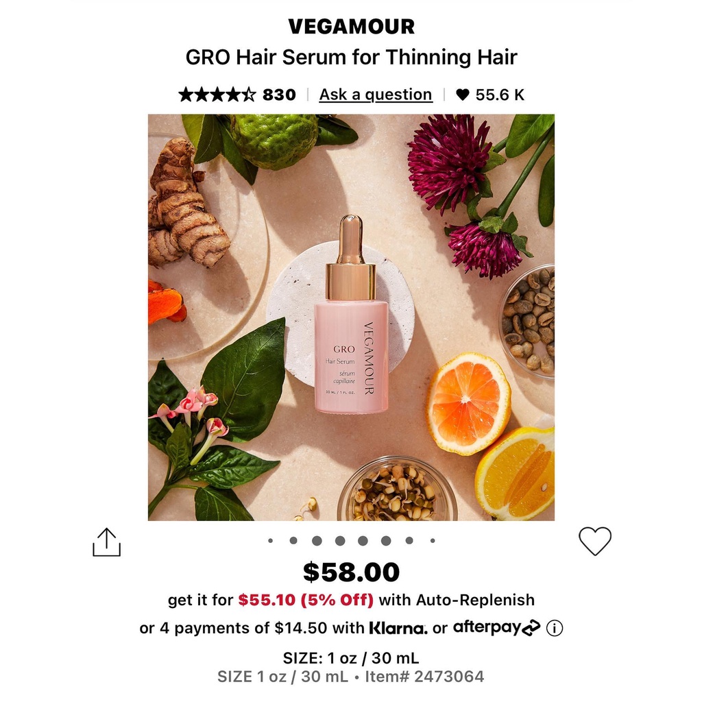 Serum, Gội - Xả kích thích mọc tóc Vegamour