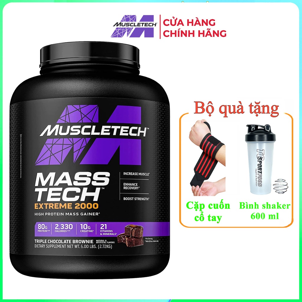 Sữa tăng cân tăng cơ MASS TECH EXTREME 2000 của MuscleTech hương Chocolate - Phân phối chính thức