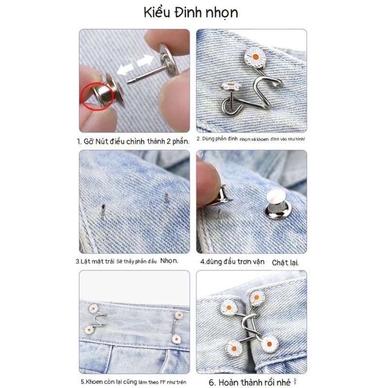 Móc gài, nút cài, nút gài móc thu nhỏ eo quần 32mm.