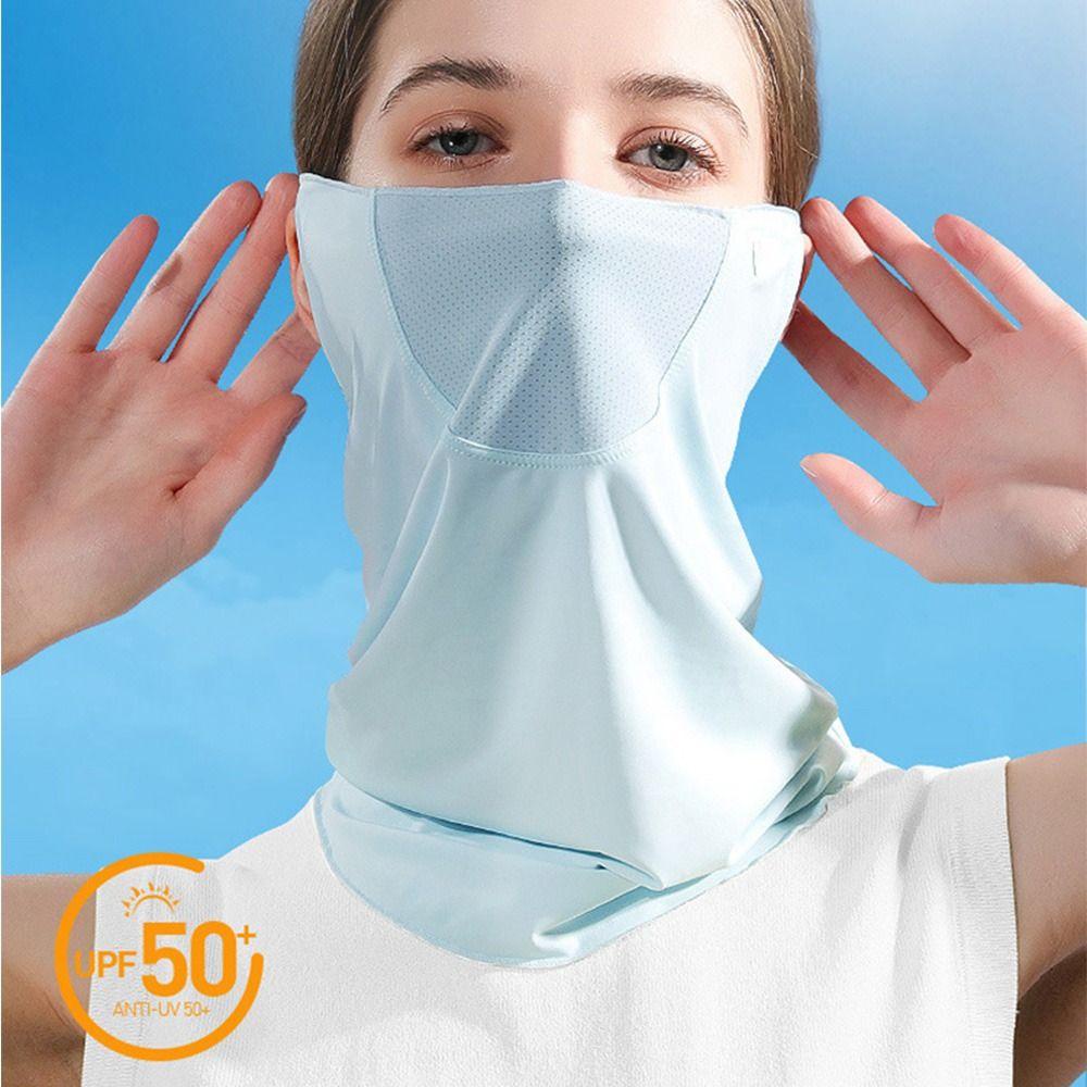 1 Khăn Quàng Cổ Kiêm Khẩu Trang Chống Tia UV Bằng Vải Lụa Lạnh