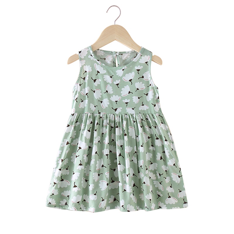 LJMOFA KIDS Váy Trẻ Em 2-8T Năm Cô Gái Mùa Hè Dễ Thương Váy Dầy Màu Sắc Hoa Vỡ Phim Hoạt Hình Khủng Long Nhiều Phong Cách Lựa Chọn