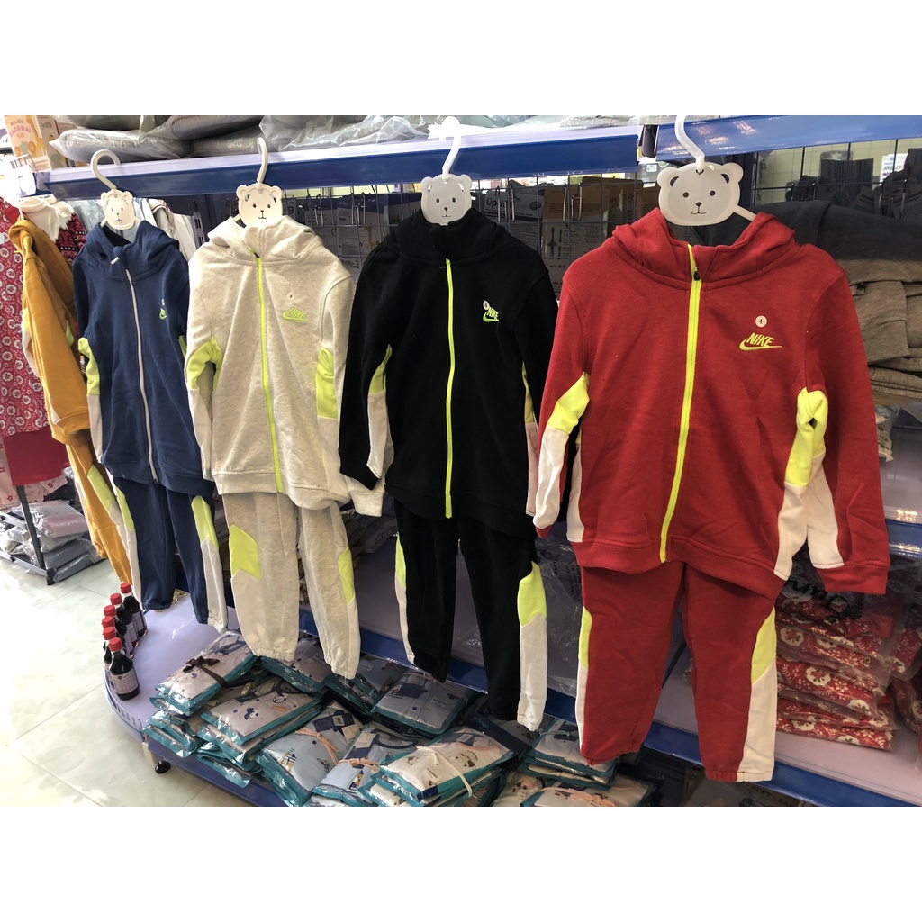 Bộ Thể Thao Bé Trai, Bộ Kéo Khóa NIKE Da Cá Cao Cấp, Made In Cambodia Size 4Y-10Y