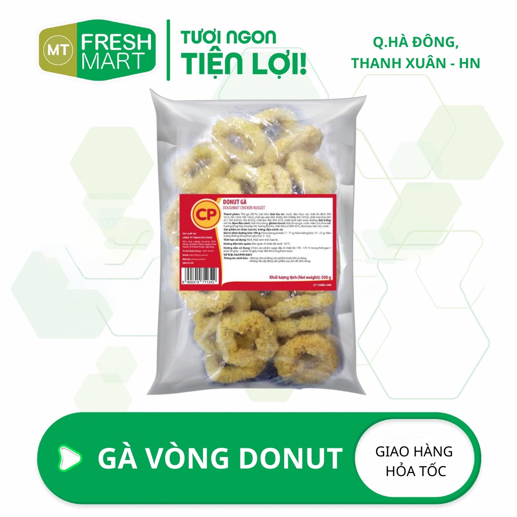 Gà chiên CP - Bánh Gà Nugget vòng chiên giòn 500g