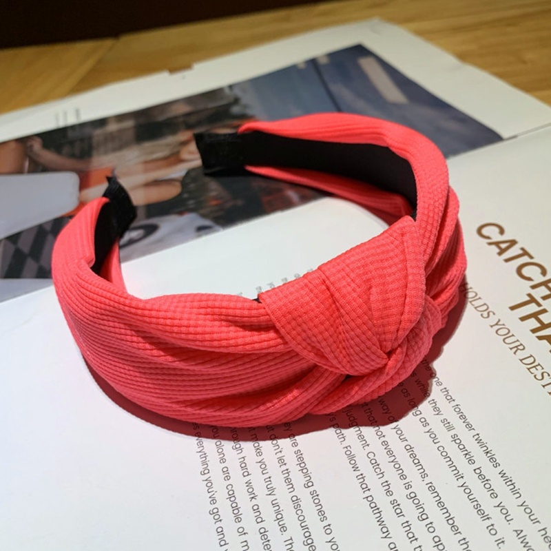 Flgo Băng Đô Cài Tóc Bản Rộng Co Giãn Thắt Nút Màu Dạ Quang Thời Trang Vintage Cho Nữ