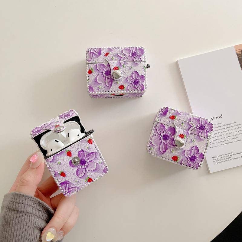 Vỏ Bảo Vệ Hộp Đựng Tai Nghe AirPods 1 / 2 / Pro3 Bằng Da Hình Tranh Sơn Dầu Chống Thất Lạc