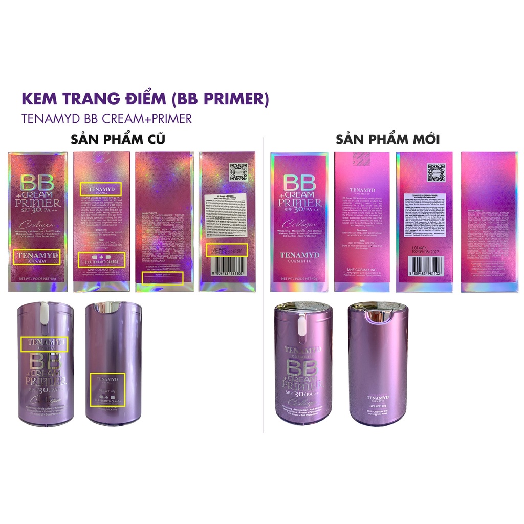 BB CREAM + PRIMER -TENAMYD - Kem trang điểm (BB Primer)/ Chai/ 40g