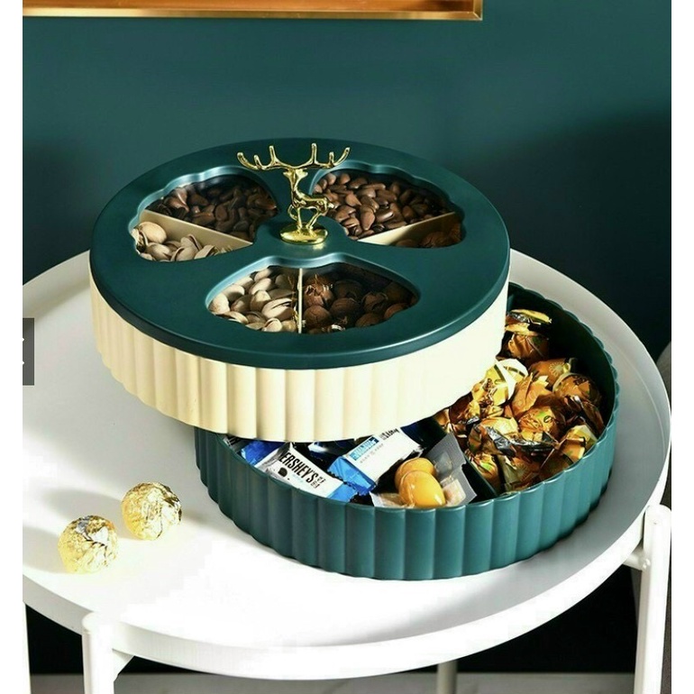 Khay Mứt Tết Hình Hươu 2 Tầng Nhựa Cao Cấp