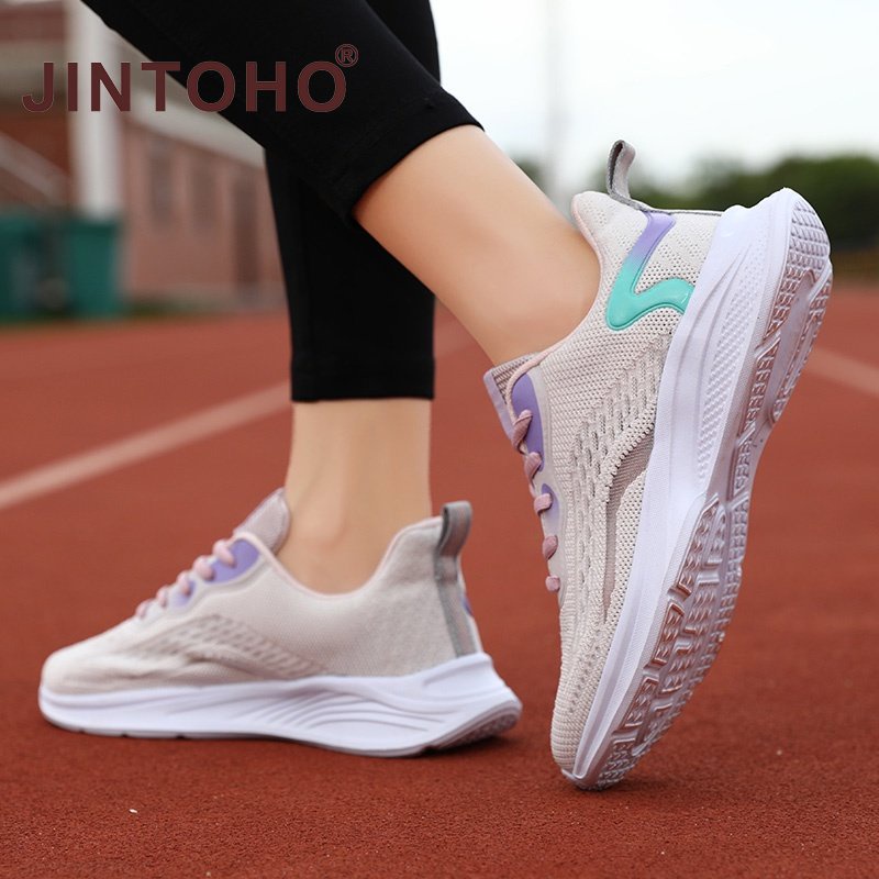 Giày Thể Thao Chạy Bộ Màu Đen Nhẹ Phối Lưới Thoáng Khí Chống Trượt Thời Trang Mùa Hè Cho Nữ