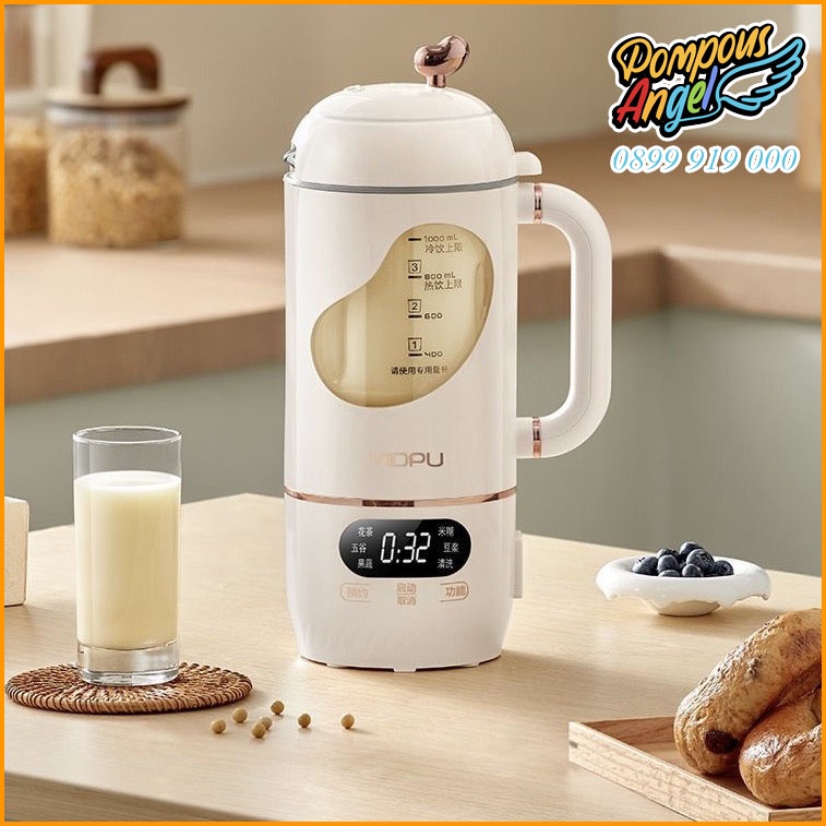Máy xay nấu làm sữa hạt sinh tố mini cầm tay YIDPU màu trắng dung tích 1L bảo hành 12 tháng