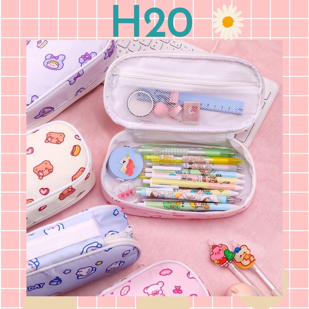 Túi bút vải hình gấu, thỏ, vịt, dễ thương, phong cách hàn quốc