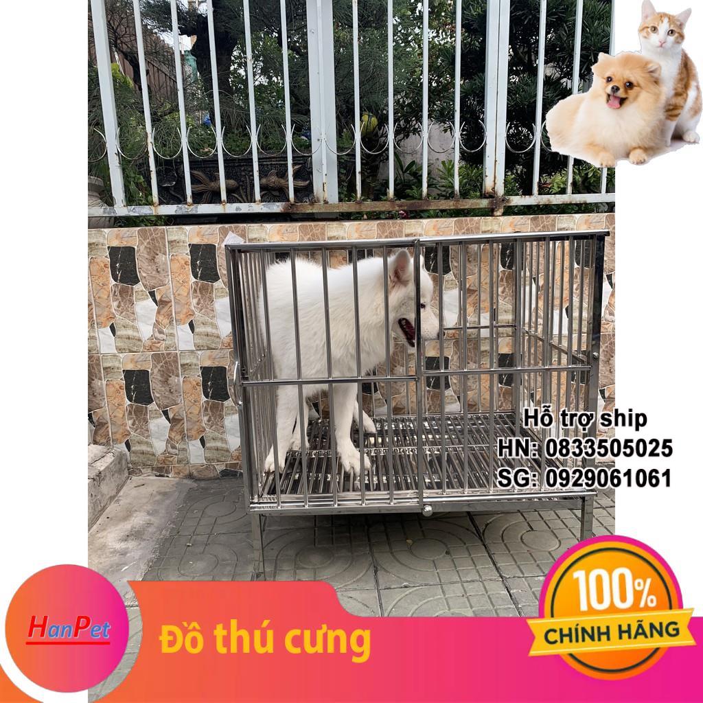 HCM - Chuồng chó inox nan ống loại gấp gọn được Lồng nuôi nhốt chó Hanpet 201 (có kèm khay hứng bằng inox)