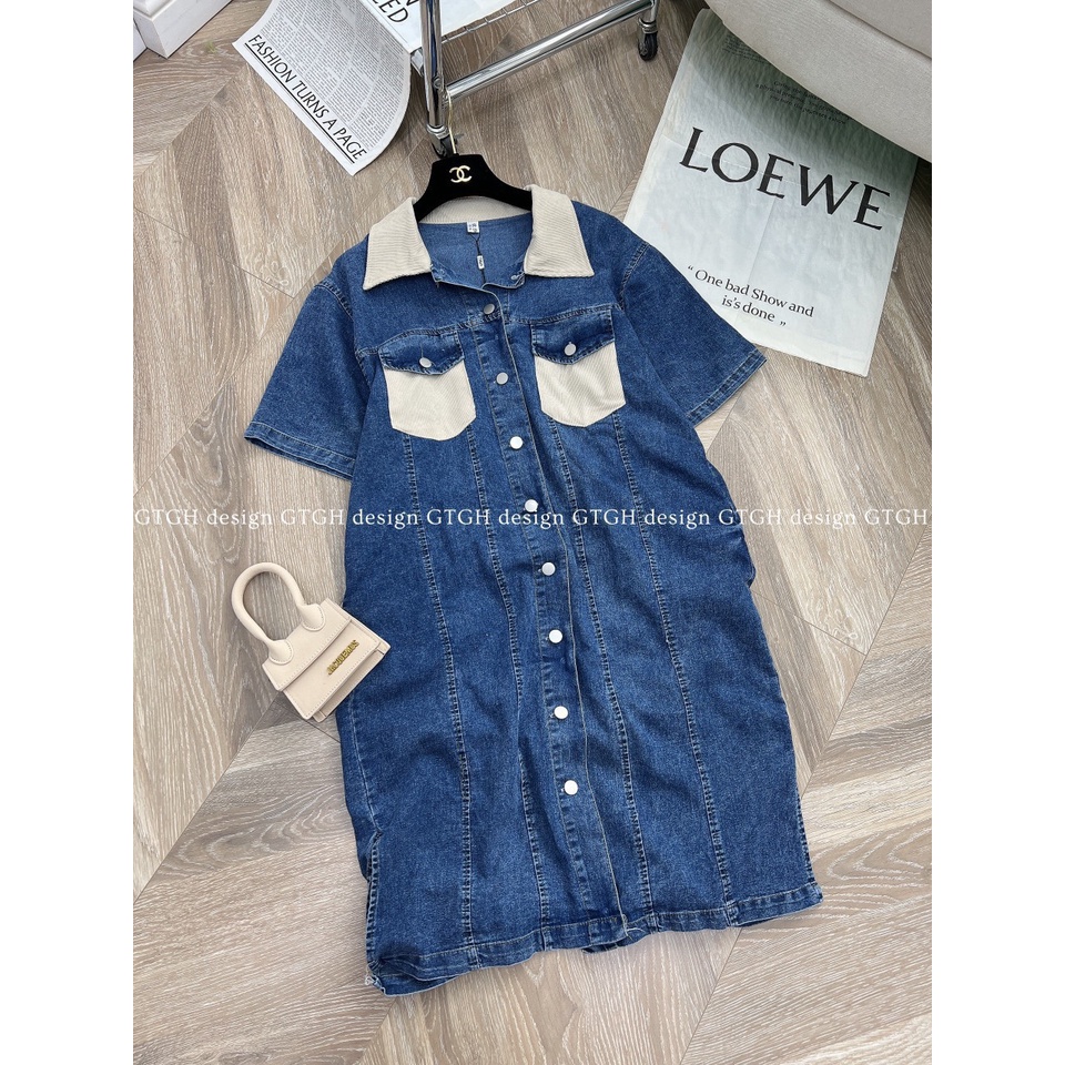 HV-ĐẦM JEAN SUÔNG PHỐI CỔ ::195K