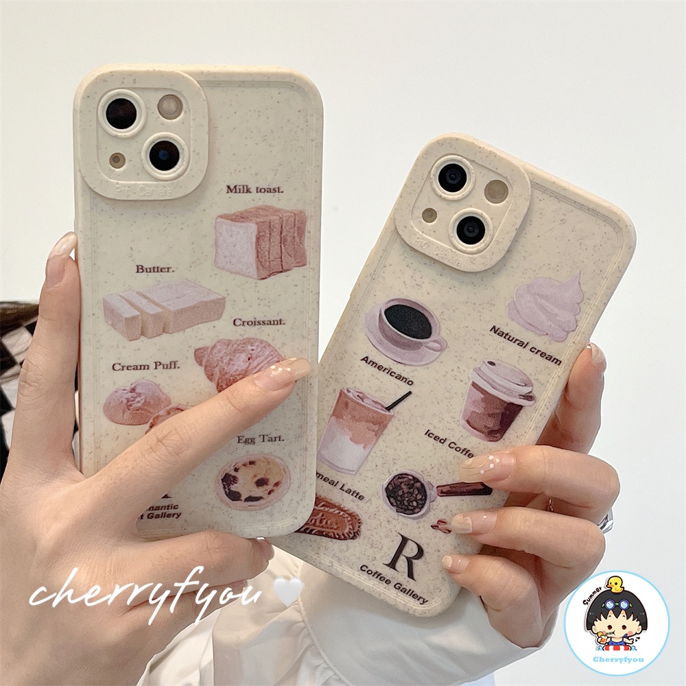 Ốp Điện Thoại TPU Mềm Chống Sốc Họa Tiết Bánh Mì / Trà Sữa Chiều Kiểu Retro Cho IPhone 14 13 12 11 Pro Max X XR 8 7 Plus