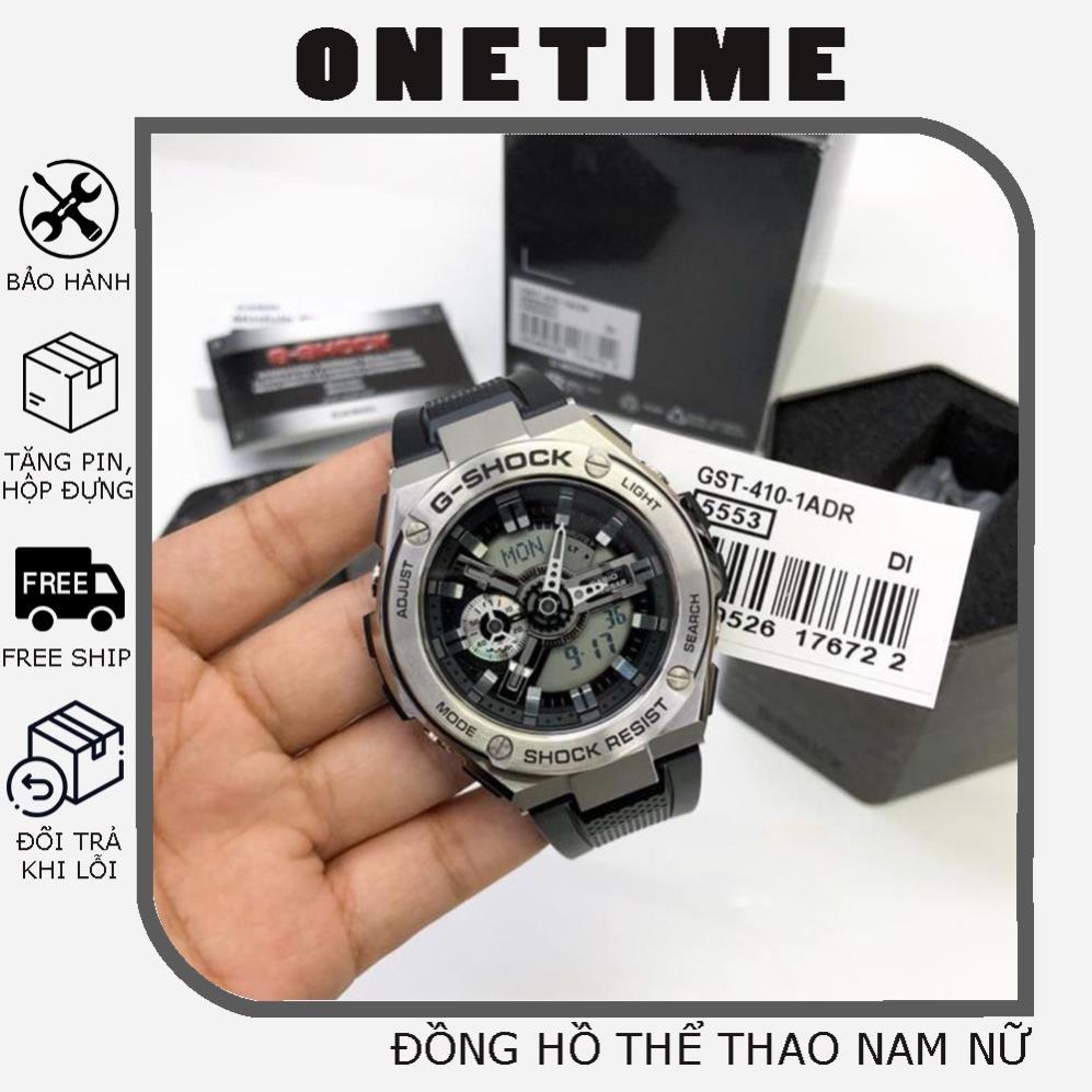 Đồng hồ nam G-shock GST410 vỏ thép dây cao su OneTime R.e.p.l.i.c.a hai màu vàng, bạc
