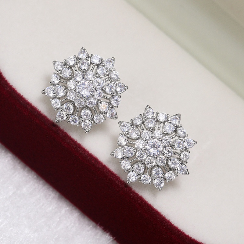 Fancyqube Bông Tai Mạ Bạc Đính Đá Sang Trọng Cho Nữ