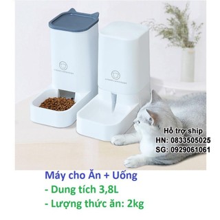 Máy cho chó mèo ăn uống bán tự động dành cho chó mèo lớn Loại có bồn chứa 3,8 lít- Bộ Bát cho chó mèo ăn và uống/