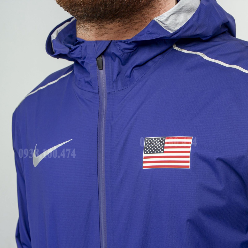 Áo khoác nam Nike chính hãng màu đỏ 1 lớp có mũ trùm đầu dòng raincoat chống thấm nước tốt