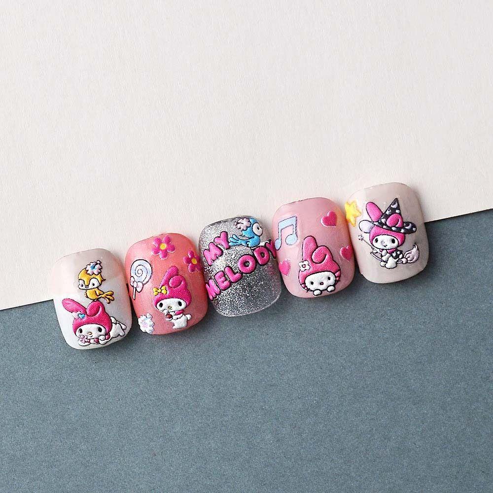 LOMBARD Miếng Dán Trang Trí Móng Tay Hình Mèo Kitty Hoạt Hình Dễ Thương