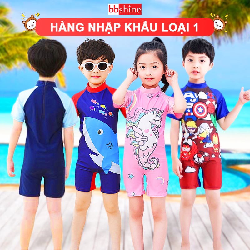 Đồ bơi cho bé gái và bé trai 5-10 tuổi nhập khẩu cao cấp BBShine, Đồ bơi liền thân cho bé nhiều màu sắc đáng yêu – DB013