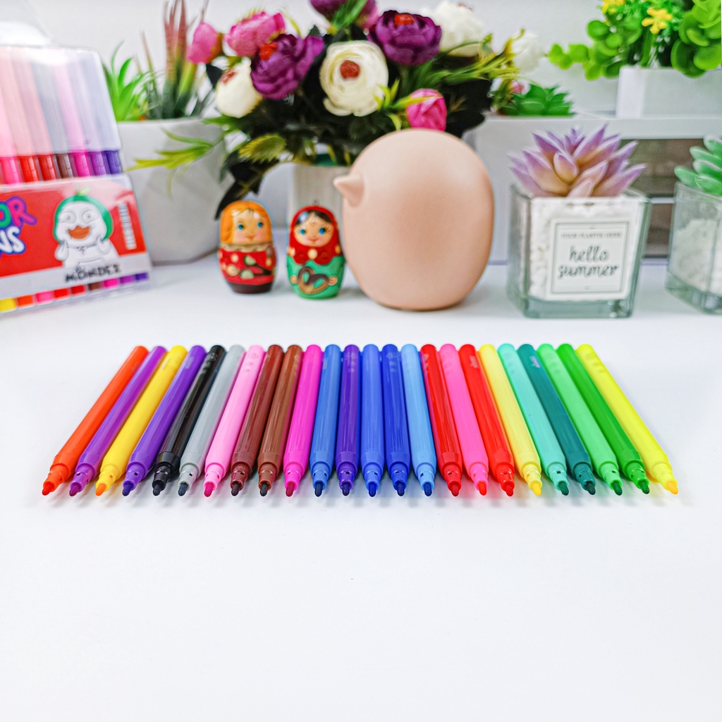 Bút Dạ Màu, Bút Lông Màu MONDEZ 12/18/24 Màu Sắc Tươi Sáng, An Toàn Cho Bé  M70011/M70012/M70013
