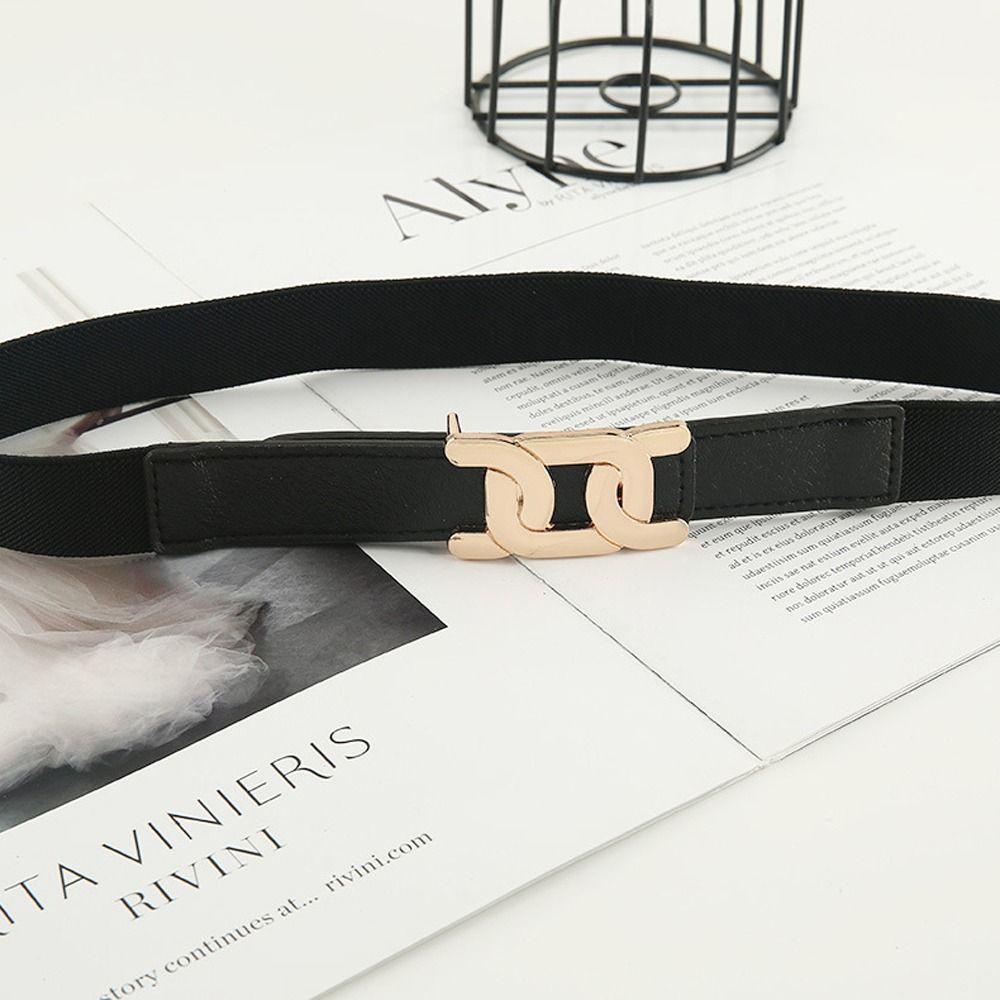 LOMBARD Thắt Lưng Co Giãn Khóa Kim Loại Hình Mặt Trăng / Mặt Trời Thời Trang Cho Nữ