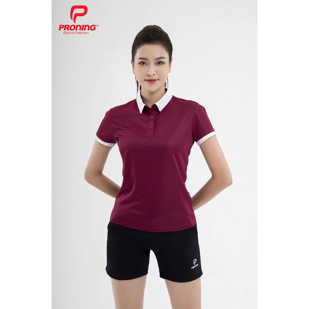 Áo Thể Thao Nữ Có Cổ DONEX AC-3695 Kiểu Dáng Tạo Forrm Chuẩn, Vải Xốp Grand Thoải Mái Khi Mặc