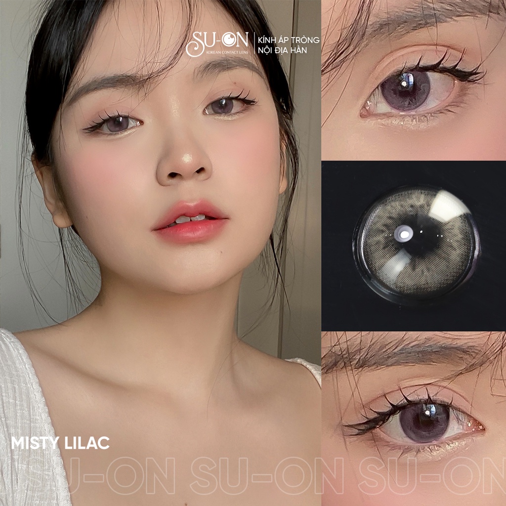 Lens cận MISTY LILAC, kính áp tròng Hàn Quốc chính hãng 14,0mm, xám khói bí ẩn