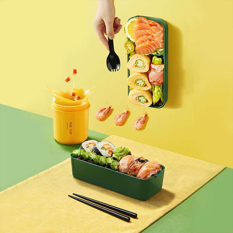 Separated Student Lunch Box Portable Microwave Oven Heating Japanese Lunch Box Fat-Reducing Fitness 