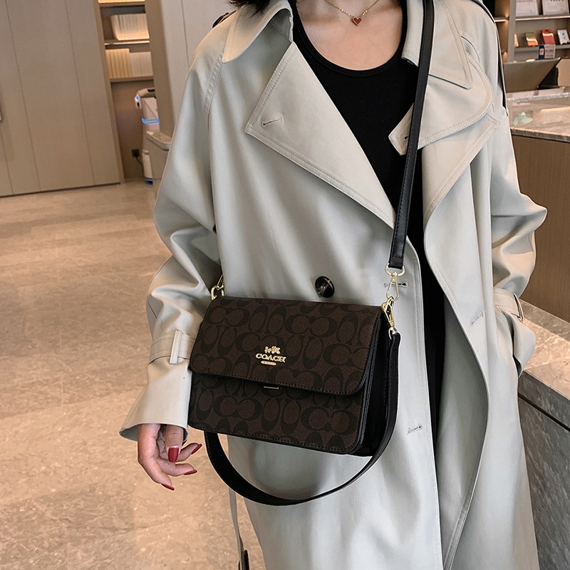 Coach Túi Đeo Chéo Vai Nữ Xách Hàn Quốc Da Dày Trơn Màu Phong Cách Thời Trang