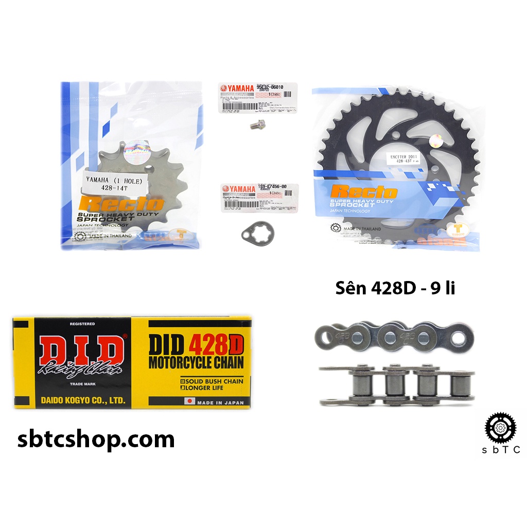 NSD Nhông dĩa Recto sên DID Yamaha YB125 chính hãng (KÈM PHE GÀI VÀ BULONG)
