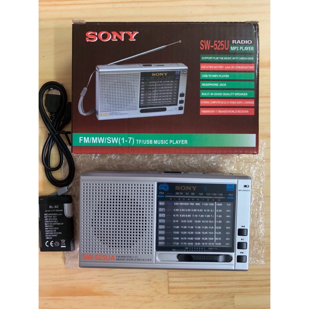 ĐÀI RADIO SONY SW-525,có ăng ten giắc cắm âm thanh 3.5mm chất lượng cao nghe kinh pháp nghe đài siêu hay
