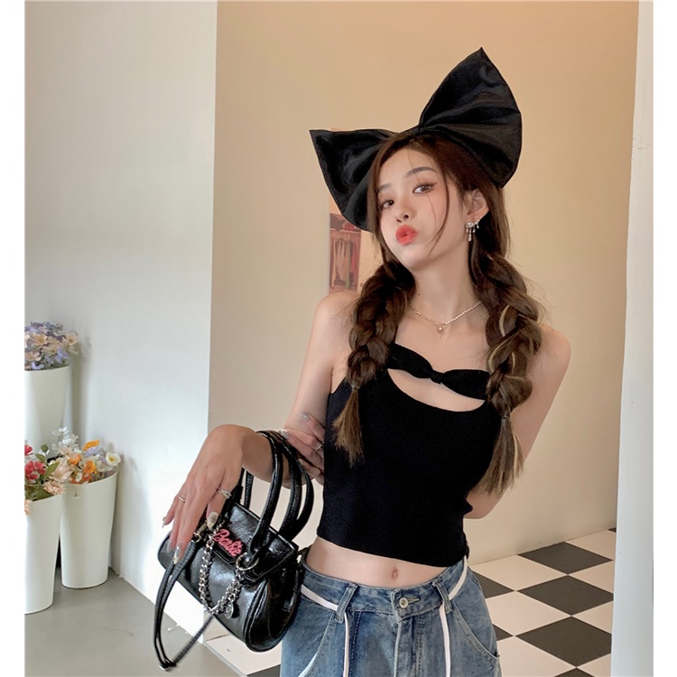 Porozi  Áo Tank Top Dệt Kim Màu Đen Thời Trang Quyến Rũ Cho Nữ