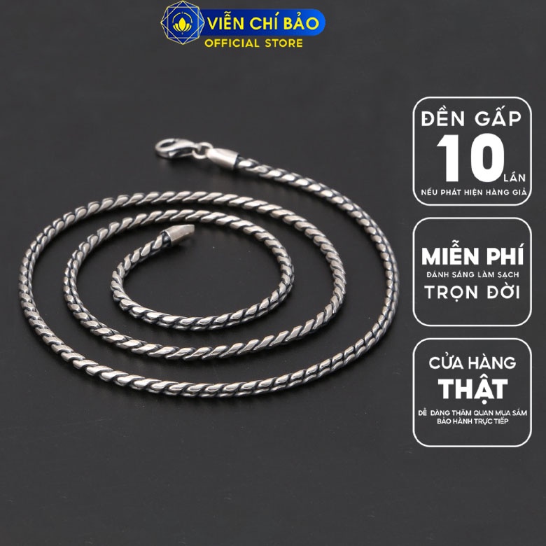 Dây chuyền xích trơn chất liệu bạc Thái 925 thời trang phụ kiện trang sức nam Viễn Chí Bảo D100274