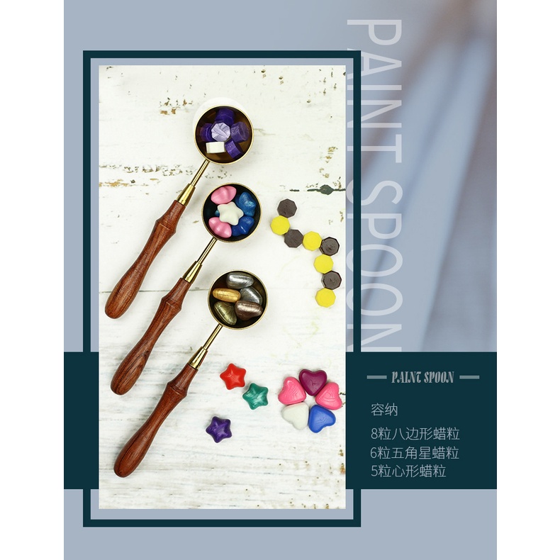 Muỗng Múc Sáp Niêm Phong Tay Cầm Bằng Gỗ Hồng