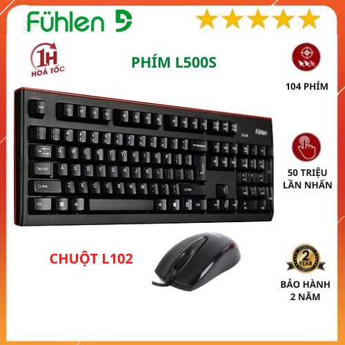 Bàn phím chuột máy tính có dây Fuhlen L500s, L102 - Hàng chính hãng