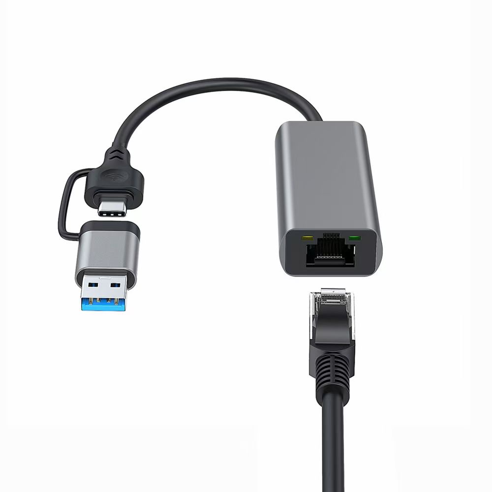 Bộ Chuyển Đổi USB 3.0 Loại C Sang RJ45 Lan 1000M USB C Card Mạng USB Ethernet Mạng HUB Bộ Chia 2 Trong 1