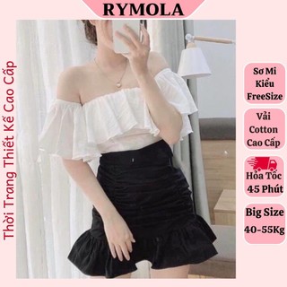 Áo croptop bẹt vai bèo tay rời RYMOLA