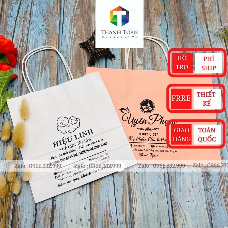 In túi giấy theo yêu cầu , in túi giấy kraft số lượng ít Cho các shop , quần áo, mĩ phẩm. giá cực rẻ. ship tận nơi