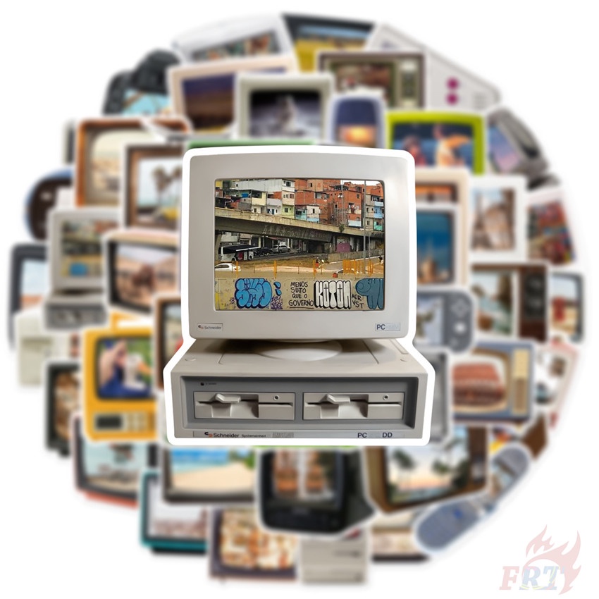 ❉ Sticker Dán Máy Tính PSP Điện Thoại Series 02 TV Phong Cách Retro ❉ Bộ 50 Sticker Chống Thấm Nước Họa Tiết Doodle Hợp Thời Trang