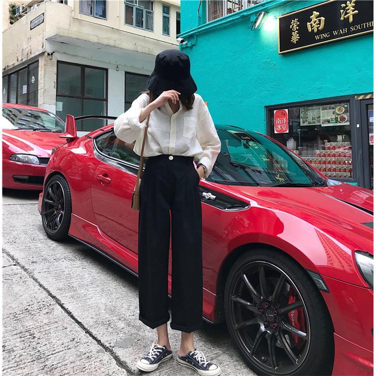 Quần Dài Nữ Ống Rộng Lưng Cao Thời Trang Hàn Quốc 2023