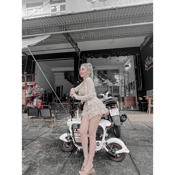 Set Ren 3 món áo quây ren chân váy ren