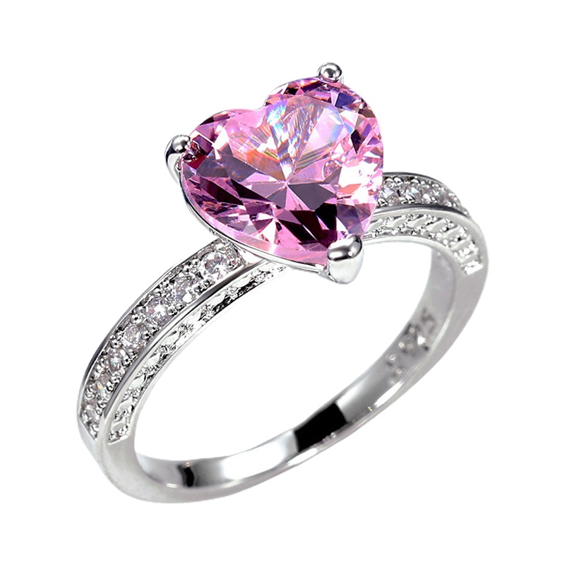 Nhẫn Bạc 925 3 Carat Kích Cỡ 6-10 Đính Đá Sapphire Hồng